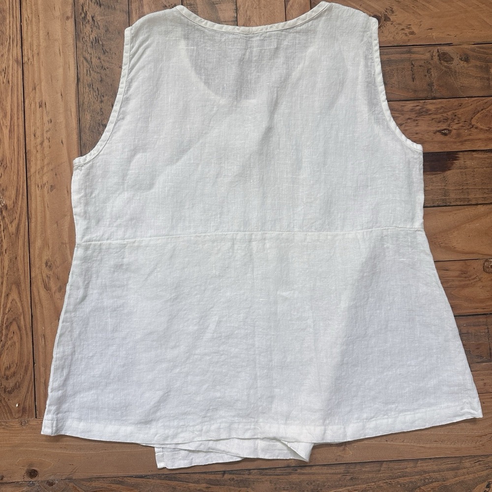 Ivory White Flax Tank Tunic Women's M Minimalist Lagenlook Linen (b55) - Picture 2 of 4